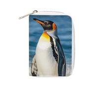 MNVTSKOP Soft Leather Credit Card Holder Bank Card Case Penguin And Sea Business Cards Case Purse with 20 Card Slots ID Case Organizer Zipper Wallet for Women Men, Penguin And Sea, 3.15 × 4.5 inches