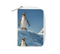 MNVTSKOP Soft Leather Credit Card Holder Bank Card Case Penguins On The Iceberg Business Cards Case Purse with 20 Card Slots ID Case Organizer Zipper Wallet for Women Men, Penguins On The Iceberg