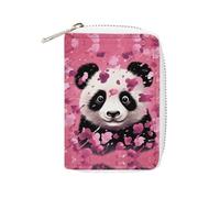 MNVTSKOP Soft Leather Credit Card Holder Bank Card Case Pink Panda Cotton Business Cards Case Purse with 20 Card Slots ID Case Organizer Zipper Wallet for Women Men, Pink Panda Cotton, 3.15 × 4.5