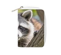 MNVTSKOP Soft Leather Credit Card Holder Bank Card Case Raccoon Business Cards Case Purse with 20 Card Slots ID Case Organizer Zipper Wallet for Women Men, Raccoon, 3.15 × 4.5 inches, Casual