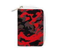 MNVTSKOP Soft Leather Credit Card Holder Bank Card Case Red Camo Business Cards Case Purse with 20 Card Slots ID Case Organizer Zipper Wallet for Women Men, Red Camo, 3.15 × 4.5 inches, Casual
