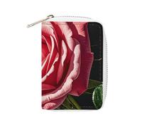 MNVTSKOP Soft Leather Credit Card Holder Bank Card Case Rose Flower of Many Fans Business Cards Case Purse with 20 Card Slots ID Case Organizer Zipper Wallet for Women Men, Rose Flower of Many Fans