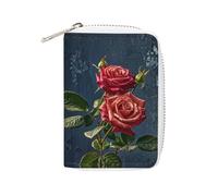 MNVTSKOP Soft Leather Credit Card Holder Bank Card Case Shabby Chic Roses Business Cards Case Purse with 20 Card Slots ID Case Organizer Zipper Wallet for Women Men, Shabby Chic Roses, 3.15 × 4.5