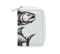 MNVTSKOP Soft Leather Credit Card Holder Bank Card Case Sketch Fish Business Cards Case Purse with 20 Card Slots ID Case Organizer Zipper Wallet for Women Men, Sketch Fish, 3.15 × 4.5 inches, Casual