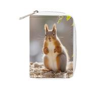 MNVTSKOP Soft Leather Credit Card Holder Bank Card Case Squirrel Funny Animal Business Cards Case Purse with 20 Card Slots ID Case Organizer Zipper Wallet for Women Men, Squirrel Funny Animal, 3.15 ×