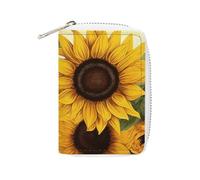 MNVTSKOP Soft Leather Credit Card Holder Bank Card Case Sunflowers Floral Business Cards Case Purse with 20 Card Slots ID Case Organizer Zipper Wallet for Women Men, Sunflowers Floral, 3.15 × 4.5