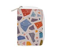 MNVTSKOP Soft Leather Credit Card Holder Bank Card Case Terrazzo Marble Pastel Business Cards Case Purse with 20 Card Slots ID Case Organizer Zipper Wallet for Women Men, Terrazzo Marble Pastel, 3.15