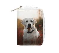 MNVTSKOP Soft Leather Credit Card Holder Bank Card Case White Labrador Business Cards Case Purse with 20 Card Slots ID Case Organizer Zipper Wallet for Women Men, White Labrador, 3.15 × 4.5 inches