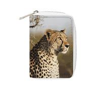 MNVTSKOP Soft Leather Credit Card Holder Bank Card Case Wild Animal Leopard Business Cards Case Purse with 20 Card Slots ID Case Organizer Zipper Wallet for Women Men, Wild Animal Leopard, 3.15 × 4.5