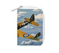 MNVTSKOP Soft Leather Credit Card Holder Bank Card Case World War 2 Aircraft Airplane Business Cards Case Purse with 20 Card Slots ID Case Organizer Zipper Wallet for Women Men, World War 2 Aircraft