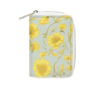 MNVTSKOP Soft Leather Credit Card Holder Bank Card Case Yellow Flower Business Cards Case Purse with 20 Card Slots ID Case Organizer Zipper Wallet for Women Men, Yellow Flower, 3.15 × 4.5 inches
