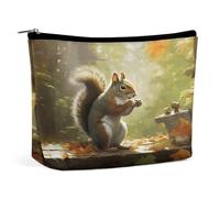 MNVTSKOP Squirrel Eats Nuts Cosmetic Bag Large Capacity Travel Makeup Bag Trendy Portable Toiletry Bag for Women