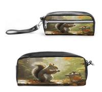 MNVTSKOP Squirrel Eats Nuts Makeup Bag Small Cosmetic Travel Case Portable Stationery Organizer for Women Teacher