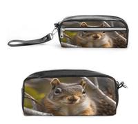 MNVTSKOP Squirrel in Tree Makeup Bag Small Cosmetic Travel Case Portable Stationery Organizer for Women Teacher