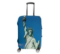MNVTSKOP Statue of Liberty Luggage Covers Scratch-Resistant Washable Suitcase Cover Polyester Elastic Travel Baggage Protector for Suitcase Protector Cover, White, M