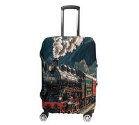 MNVTSKOP Steam Locomotive Train Luggage Covers Scratch-Resistant Washable Suitcase Cover Polyester Elastic Travel Baggage Protector for Suitcase Protector Cover, White, S
