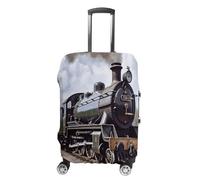 MNVTSKOP Steam Locomotive Train Luggage Covers Scratch-Resistant Washable Suitcase Cover Polyester Elastic Travel Baggage Protector for Suitcase Protector Cover, White, M