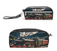 MNVTSKOP Steam Locomotive Train Makeup Bag Small Cosmetic Travel Case Portable Stationery Organizer for Women Teacher
