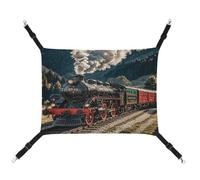 MNVTSKOP Steam Locomotive Train Pet Hammock Breathable Cat Hanging Hammock with Adjustable Straps and Metal Hooks Plush Small Animal Soft Hideout Bed for Indoor and Outdoor