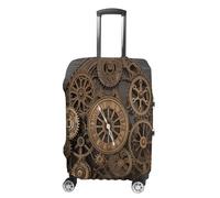 MNVTSKOP Steampunk Gears Clock Luggage Covers Scratch-Resistant Washable Suitcase Cover Polyester Elastic Travel Baggage Protector for Suitcase Protector Cover, White, M