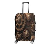 MNVTSKOP Steampunk Mechanical Gears Luggage Covers Scratch-Resistant Washable Suitcase Cover Polyester Elastic Travel Baggage Protector for Suitcase Protector Cover, White, S
