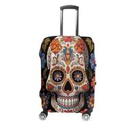 MNVTSKOP Sugar Skulls Luggage Covers Scratch-Resistant Washable Suitcase Cover Polyester Elastic Travel Baggage Protector for Suitcase Protector Cover, White, S
