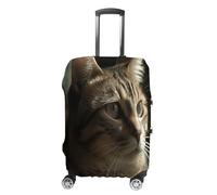 MNVTSKOP Tabby Cat Luggage Covers Scratch-Resistant Washable Suitcase Cover Polyester Elastic Travel Baggage Protector for Suitcase Protector Cover, White, S