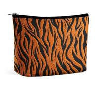 MNVTSKOP Tiger Stripes Orange Cosmetic Bag Large Capacity Travel Makeup Bag Trendy Portable Toiletry Bag for Women