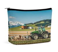 MNVTSKOP Tractor Milk Farm Cosmetic Bag Large Capacity Travel Makeup Bag Trendy Portable Toiletry Bag for Women