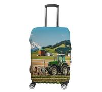 MNVTSKOP Tractor Milk Farm Luggage Covers Scratch-Resistant Washable Suitcase Cover Polyester Elastic Travel Baggage Protector for Suitcase Protector Cover, white, XL