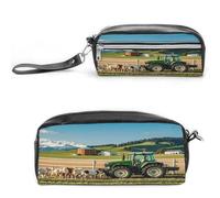 MNVTSKOP Tractor Milk Farm Makeup Bag Small Cosmetic Travel Case Portable Stationery Organizer for Women Teacher