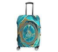 MNVTSKOP Turquoise Blue Gold Marble Luggage Covers Scratch-Resistant Washable Suitcase Cover Polyester Elastic Travel Baggage Protector for Suitcase Protector Cover, White, M