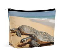 MNVTSKOP Turtles on The Beach Cosmetic Bag Large Capacity Travel Makeup Bag Trendy Portable Toiletry Bag for Women