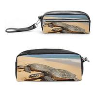 MNVTSKOP Turtles on The Beach Makeup Bag Small Cosmetic Travel Case Portable Stationery Organizer for Women Teacher