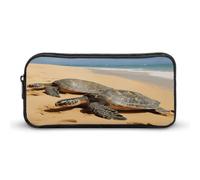 MNVTSKOP Turtles on The Beach Pencil Case Large Capacity Pencil Pouch Office Pencil Bag for Men Women Desk Organizer