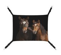 MNVTSKOP Two Horses Standing on Black Background Pet Hammock Breathable Cat Hanging Hammock with Adjustable Straps and Metal Hooks Plush Small Animal Soft Hideout Bed for Indoor and Outdoor