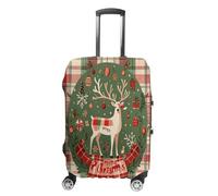 MNVTSKOP Vintage Woodgrain Christmas Wildlife Luggage Covers Scratch-Resistant Washable Suitcase Cover Polyester Elastic Travel Baggage Protector for Suitcase Protector Cover, White, L