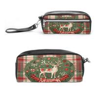 MNVTSKOP Vintage Woodgrain Christmas Wildlife Makeup Bag Small Cosmetic Travel Case Portable Stationery Organizer for Women Teacher