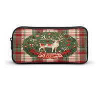 MNVTSKOP Vintage Woodgrain Christmas Wildlife Pencil Case Large Capacity Pencil Pouch Office Pencil Bag for Men Women Desk Organizer
