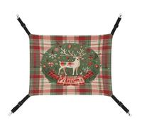 MNVTSKOP Vintage Woodgrain Christmas Wildlife Pet Hammock Breathable Cat Hanging Hammock with Adjustable Straps and Metal Hooks Plush Small Animal Soft Hideout Bed for Indoor and Outdoor