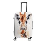 MNVTSKOP Watercolor Giraffe Luggage Covers Scratch-Resistant Washable Suitcase Cover Polyester Elastic Travel Baggage Protector for Suitcase Protector Cover, White, S