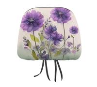 MNVTSKOP Watercolor Style Purple Flowers Headrest Covers for Cars Universal Anti-Dirty Car Head Rest Protector Easy to Install Durable Breathable Vehicle Accessories for Auto Trucks SUVs