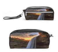 MNVTSKOP Waterfall at Sunset Makeup Bag Small Cosmetic Travel Case Portable Stationery Organizer for Women Teacher