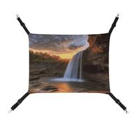 MNVTSKOP Waterfall at Sunset Pet Hammock Breathable Cat Hanging Hammock with Adjustable Straps and Metal Hooks Plush Small Animal Soft Hideout Bed for Indoor and Outdoor
