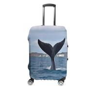 MNVTSKOP Whale Tail Luggage Covers Scratch-Resistant Washable Suitcase Cover Polyester Elastic Travel Baggage Protector for Suitcase Protector Cover, White, S