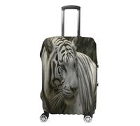 MNVTSKOP White Bengal Tiger Luggage Covers Scratch-Resistant Washable Suitcase Cover Polyester Elastic Travel Baggage Protector for Suitcase Protector Cover, White, M