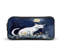 MNVTSKOP White Cat Pencil Case Large Capacity Pencil Pouch Office Pencil Bag for Men Women Desk Organizer