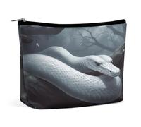 MNVTSKOP White Snake Cosmetic Bag Large Capacity Travel Makeup Bag Trendy Portable Toiletry Bag for Women
