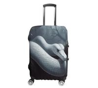 MNVTSKOP White Snake Luggage Covers Scratch-Resistant Washable Suitcase Cover Polyester Elastic Travel Baggage Protector for Suitcase Protector Cover, white, Small