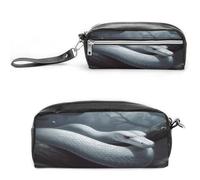 MNVTSKOP White Snake Makeup Bag Small Cosmetic Travel Case Portable Stationery Organizer for Women Teacher